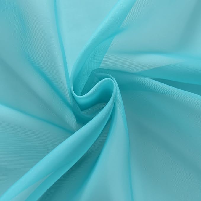 SpaceDresser Sheer Voile Window Treatment Rod Pocket Curtain Panels for Kitchen Bedroom Living Room Drapes Sunlight Filtering Privacy Semi Home Decor Assorted Colors Sizes (Turquoise, 52 W x 54 L)