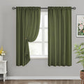 HOMEIDEAS Non-See-Through Olive Green Privacy Sheer Curtains, 52 X 63 Inches Long 2 Panels Sheer Curtains Light Filtering Window Drapes for Bedroom Living Room
