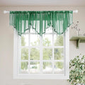 Molaxhome Swag Curtain 51 inch Length Rod Pocket Scalloped Curtain Valance Sheer Lace Panels with Hanging Crystal Beads for Kitchen Bedroom Window Treatments Drape Decor 1pc (DarkGreen, 51Wx23L)