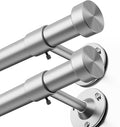YaFex 2 Pack Heavy Duty Curtain Rods 32-90 Inch, 1 Inch Adjustable Curtain Rod for Windows, Silver Long Window Treatment Rods Set with Aluminium Finials, Modern Design