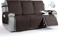 VANSOFY Waterproof Recliner Couch Covers, Sofa Covers 1-Piece Washable Reclining Sofa Cover Non-Slip Furniture Protector with Elastic Straps Pocket for Dogs, Pets(Chocolate,3 Seater)