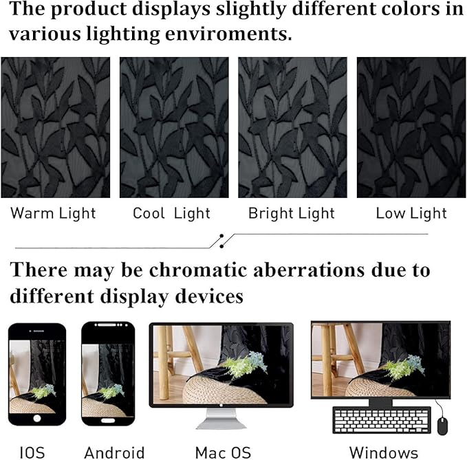Lecloud Leia Black Sheer Kitchen Curtains 18 Inch Length 2 Pcs, Jacquard Leaf Textured Voile Valances for Windows, Dual Rod Pocket Cafe Curtains for Bathroom Basement, Each Panel 28" W x 18" L