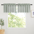 RYB HOME Semi Sheer Valances - Linen Textured Sheer Curtains Small Window Tiers Farmhouse Decor for Kitchen Bathroom Cafe Bedroom, Sage Green, Wide 52 x Long 18 inch, 2 Panels