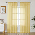 Gwine Sheer Curtains 84 Inches Long - Light Filtering Rod Pocket Window Curtain Panels for Bedroom, Elegant Soft Voile Living Room Sheer Drapes, Each 42Wx84L, 2 Panels, Yellow