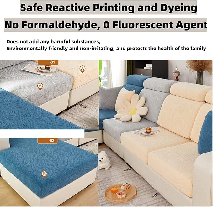 Couch Cushion Covers for Sofa Couch Covers Wear-Resistant Universal Sofa Cover Washable Stretch for Sectional Slipcovers (Texture-Blue,Extra Large Single Seat Cover)