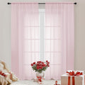 OWEINE Sheer Curtains 84 Inches Long 2 Panels Set, Rod Pocket Fimly Voile Solid Blush Window Curtain Panels for Living Room Bedroom, Soft Voile Sheer Curtains & Drapes, Total 84 Inches Width