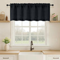 OVZME Black Valance for Windows, Light Filtering Faux Linen Textured Small Kitchen Valances for Windows, Dual Rod Pocket Farmhouse Short Curtain for Bathroom Basement, 60Wx18L inch, 1 Piece
