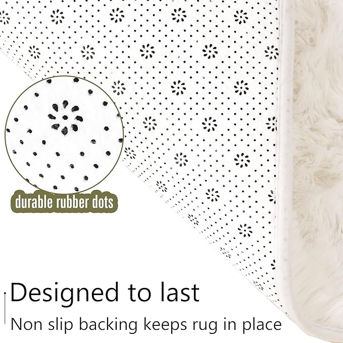 LOCHAS Ultra Soft Indoor Modern Area Rugs Fluffy Living Room Carpets for Children Bedroom Home Decor Nursery Rug 4x6 Feet, White