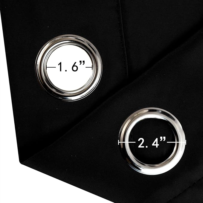 LEMOMO Blackout Curtains 52 x 90 Inch Long Black Curtains Set of 2 Panels Room Darkening Curtains for Bedroom and Living Room
