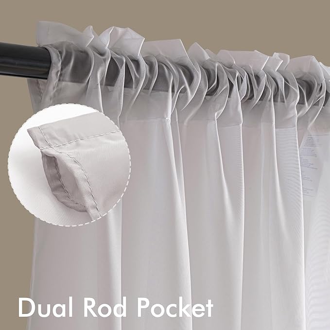 MIULEE Greyish Lilac Sheer Curtains 84 Inches Long, 4 Panels Set, Rod Pocket Light Filtering Window Drapes for Bedroom and Living Room, Elegant Airy Fabric, 42 x 84 Inches