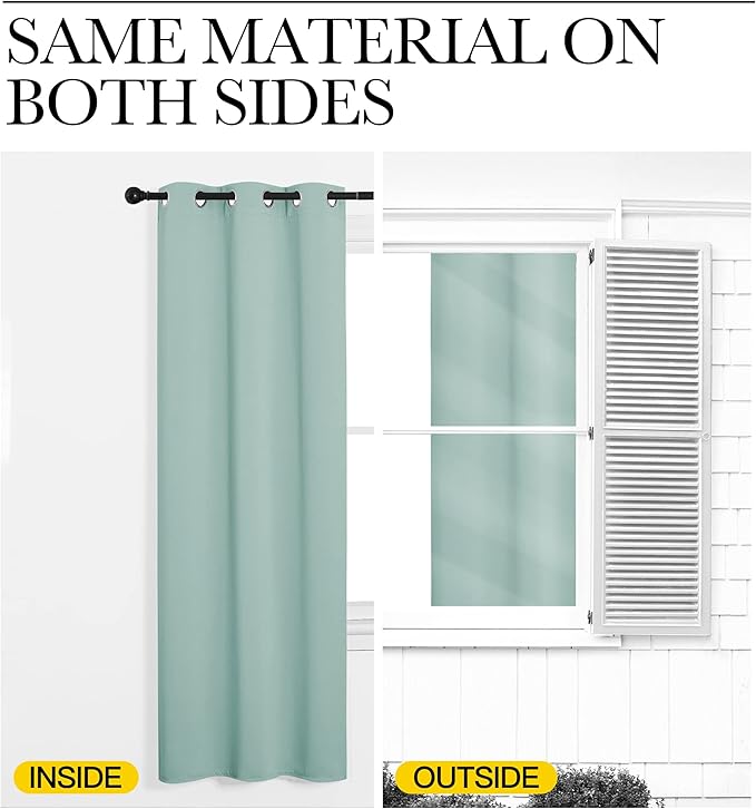 NICETOWN Patio Glass Door Panels - Blackout Curtains for Bedroom/Living Room, Privacy Panel Drapes for Dining and Guest Room (Aqua, 42 inches Wide x 95 inches Long, 1 Pair)