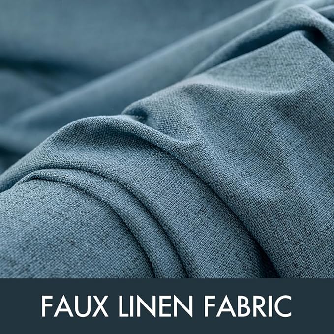 MIULEE Linen Texture Curtains for Bedroom Solid 100% Blackout Thermal Insulated Dusty Blue Curtains Grommet Room Darkening Curtains/Draperies for Living Room Nursery 52x108 Inch (2 Panels)