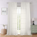 Lecloud Ivory Sheer Curtains 96 Inches Long 2 Panels Set, Solid Airy Voile Dual Rod Pocket Sheer Curtains, Elegant Light Filtering Window Curtain Drapes for Living Room Bedroom Garden, 59" W x 96" L