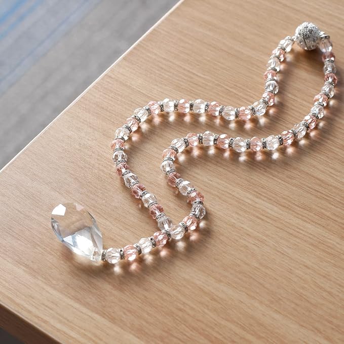 SUQ I OME 1 Pair of Luxury Crystal Beaded Magnetic Curtain Tieback and Holdback Curtain Clips Curtain Buckle Curtain Holder Blingbling Curtain Holdbacks for Drapes,Pink