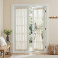 MYSKY HOME Linen French Door Curtains for Door Window 72 Inch Length 2 Panels Semi Sheer Light Filtering Curtain for Bedroom Window Glass Rod Pocket for Kitchen Dining Room, Natural Linen, 26" Wide