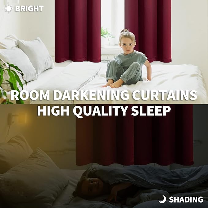 BGment Blackout Curtains - Grommet Thermal Insulated Room Darkening Bedroom and Living Room Curtains, Set of 2 Panels (52 x 108 Inch, Burgundy)