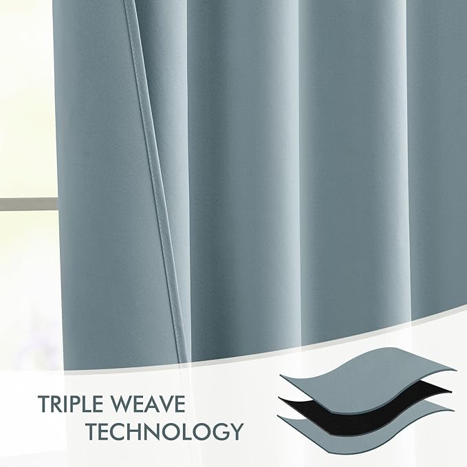 MIULEE Slate Blue Back Tab Blackout Curtains 102 Inch Long 2 Panels Set for Bedroom, Rod Pocket/Pinch Pleated Thermal Insulated Living Room Darkening Light Blocking Floor to Ceiling Drapes