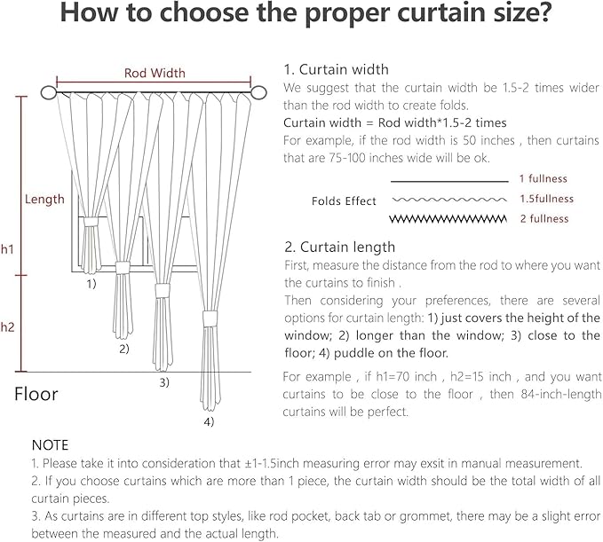 Joydeco Linen Curtains 96 Inch Length 2 Panel Sets, Light Filtering Curtains for Bedroom 52 Inch Wide Living Room Drapes with Back Tabs & Rod Pockets (W52 x L96 Inch, Beige)