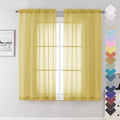 Lecloud Yellow Sheer Curtains 63 Inch Length 2 Panels, Light Filtering Voile Curtain Drapes for Bedroom Basement, Dual Rod Pocket Living Room Elegant Window Treatments, 40" W x 63" L
