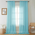 Gwine Extra Long Sheer Curtains 108 Inches Long - Light Filtering Rod Pocket Window Curtain Panels for Bedroom, Elegant Soft Voile Living Room Sheer Drapes, Each 42Wx108L, 9FT, 2 Panels, Aqua