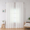 Simplebrand Ivory Sheer Curtains 84 Inches Long, Light Filtering Rod Pocket Solid Color Window Sheer Curtain Panels, Elegant Curtains & Drapes for Living Room, Bedroom 2 Panels (Ivory, 42" W x 84" L)