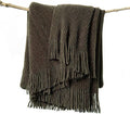 lifein Throw Blanket for Couch, Soft Boho Decor Bed Throw,Cozy Brown Knitted Chenille Small Farmhouse Lightweight Throw (Brown,60 * 80")