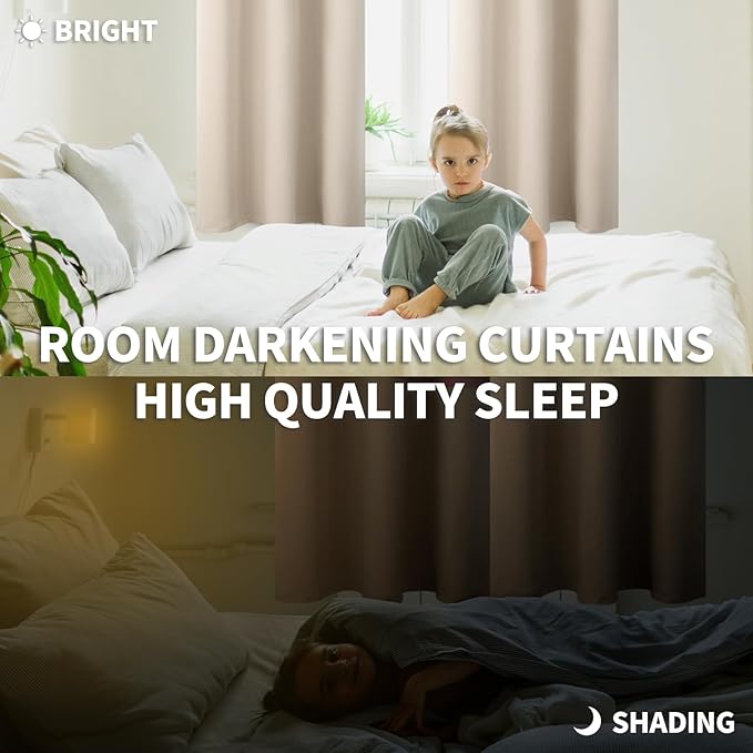 BGment Blackout Curtains - Grommet Thermal Insulated Room Darkening Bedroom and Living Room Curtains, Set of 2 Panels (46 x 84 Inch, Champagne)