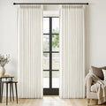 MIULEE Pinch Pleated Thick Linen Curtains 90 Inches Long 2 Panels for Living Room Bedroom, Linen Texture Memory Trained Drapes Pinch Pleat Light Filtering Neutral Ivory Cream Farmhouse Window Curtains
