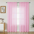 Gwine Sheer Curtains 84 Inches Long - Light Filtering Rod Pocket Window Curtain Panels for Bedroom, Elegant Soft Voile Living Room Sheer Drapes, Each 42Wx84L, 2 Panels, Pink