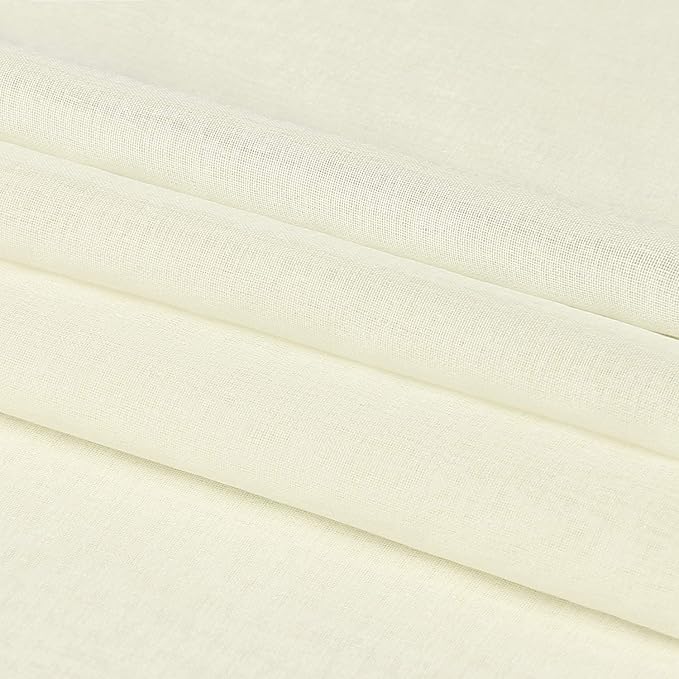 DWCN Ivory Sheer Curtains Semi Transparent Voile Rod Pocket Curtains for Bedroom and Living Room, 42 x 84 inches Long, Set of 2 Panels