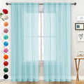 SpaceDresser Basic Rod Pocket Sheer Voile Window Curtain Panels Sky Blue 1 Pair 2 Panels 52 Width 54 Inch Long for Kitchen Bedroom Children Living Room Yard（Sky Blue, 52W x 54L）