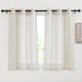 NICETOWN Short Linen Curtains for Kitchen, Grommet Small Window Curtains Linen Weave Window Treatment Privacy with Light Filtering for Cafe/Bathroom, Natural, W36 x L54, 2 Panels