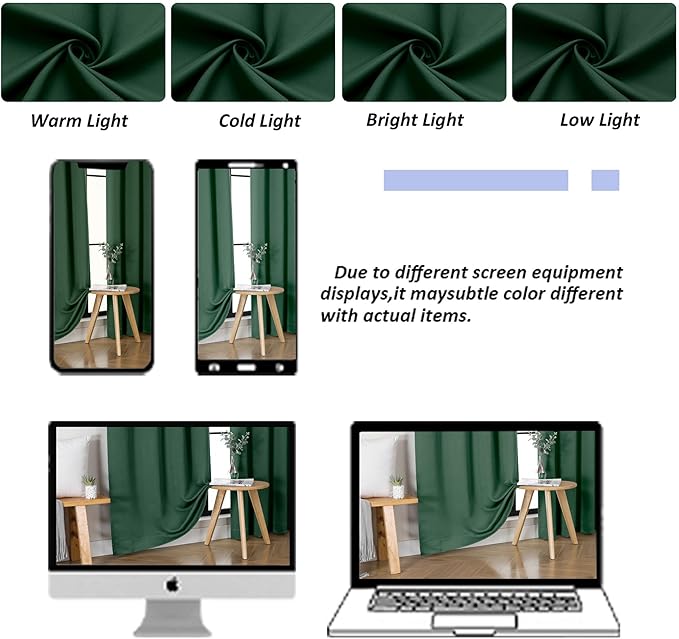 Simplebrand Ava Ever Green Blackout Curtains for Bedroom 90 Inches Long 2 Panels Set, Solid Privacy Energy Saving Living Room Window Treatment Curtains Blackout Drapes, W50 x L90 Inch, Ever Green