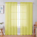 Simplebrand Lemon Sheer Curtains 72 Inches Long 2 Panels for Living Room, Rod Pockets Airy Window Treatments Voile Sheer Black Curtains Panels Lightweight for Front Back Patio Glass Door, 42" Width