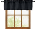 OWENIE Black Valances for Windows 1 Pcs, Light Filtering Textured Farmhouse Short Small Valance Curtains for Bathroom Basement Living Room Bedroom, Rod Pocket Half Curtains Over Sink, 52Wx14L Inch