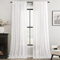 Long White Curtain 108 inches Long 2 Panels Set Back Tab Light Filtering Cotton Textured Curtain Modern Farmhouse Coastal Decor White Linen Drapes 108 inch Length for Large Window 9 FT Tall 60x108