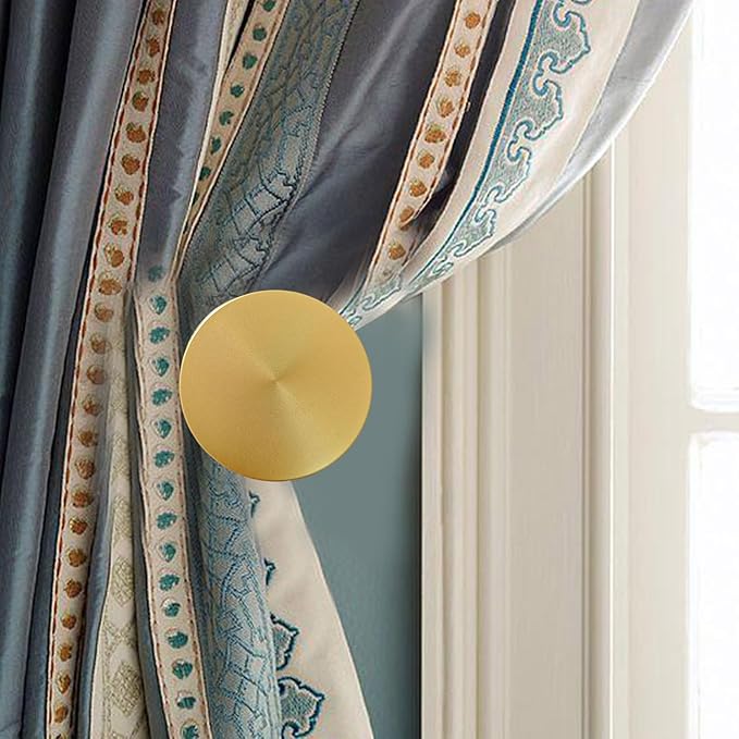 Curtain Tiebacks 2 Pack Curtain Holdbacks Zinc Alloy Curtain Tiebacks Wall Mounted with Screws, Decorative Curtain Holders for Drapes Stylish Gold Curtain Tieback Hooks for Home Office