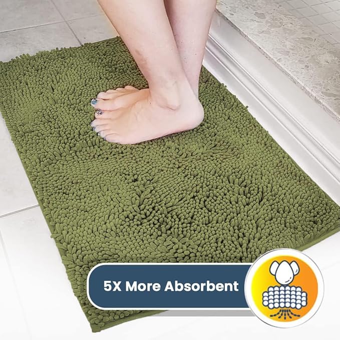 Muddy Mat® | Super Absorbent Door Mat Indoor, Microfiber Quick Dry Chenille Entryway Rug, Non-Slip Front Door Mat, Indoor Mats for Entryway, Machine Washable Pet Rug, Army Green 16"x24"