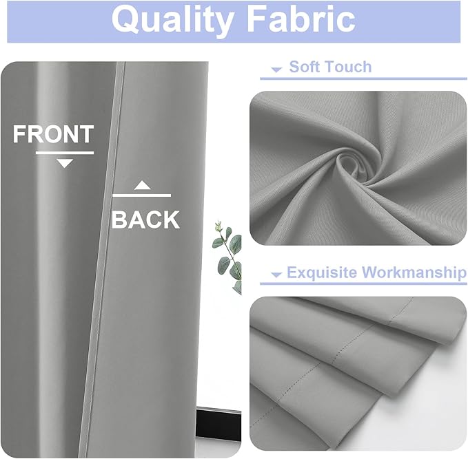 Simplebrand Silver Grey Blackout Curtains for Bedroom 96 Inches Long 2 Panels, Solid Thermal Insulated, Energy Saving Living Room Window Treatment Curtains Blackout Drapes, W50 x L96 Inch, Silver Grey
