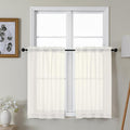 Gwine Ivory Sheer Kitchen Curtains 36 Inch Length, Light Filtering Voile Soft Airy Small Cafe Curtains, Short Window Curtain for Bathroom Basement, 42x36 inch, 2PCS