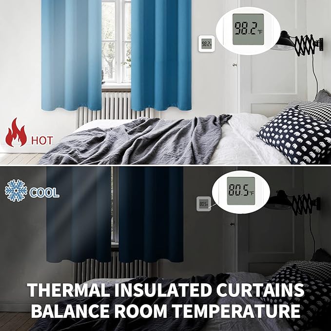 BGment Blackout Curtains - Grommet Thermal Insulated Room Darkening Bedroom and Living Room Curtains, Set of 2 Panels (52 x 84 Inch, Steel Blue)