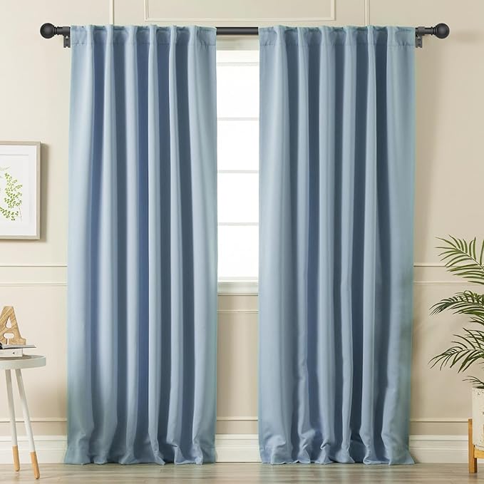 Black Curtain Rods for Windows with Brackets,5/8 Inch Diameter Small Curtain Rod Adjustable Set 32 to 90 Inches,Easy Install Drapery Rods