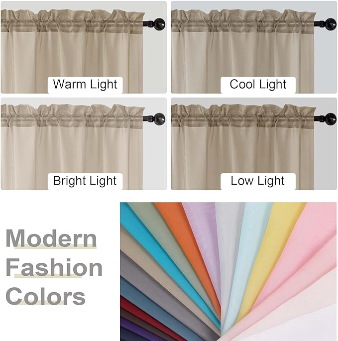 Sheer Taupe Curtains for Bedroom Living Room 90 Inches Long 2 Panels Set, Soft Airy Light Filtering Sheer Window Treatments, Modern Rod Pocket Curtains Drapes, Each 42" Wx90 L Inch