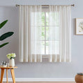 FMFUNCTEX Linen Sheer Curtains for Bedroom, Beige Curtains 54 inch Length for Living Room, Natural Flax Blend Window Draperies for Farmhouse Curtain, Rod Pocket 2 Panels