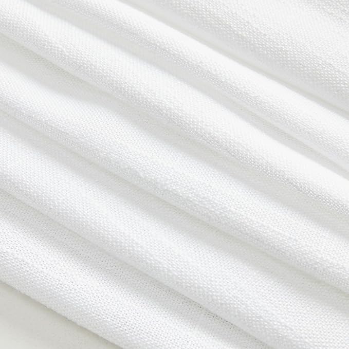 MYSKY HOME Short Curtains for Bedroom Small Windows, Light Filtering Sheer Drapes Boho Decor Country Style Kitchen Bathroom Panels Set, Light Filtering Privacy Blind, 50x54, White, 2 Pieces