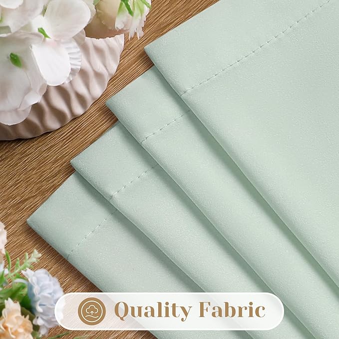 HOMEIDEAS Non-See-Through Sage Green Privacy Sheer Curtains, 52 X 63 Inches Long 2 Panels Sheer Curtains Light Filtering Window Drapes for Bedroom Living Room
