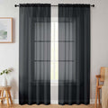 Sheer Black Curtains for Bedroom Living Room 90 Inches Long 2 Panels Set, Soft Airy Light Filtering Sheer Window Treatments, Modern Rod Pocket Curtains Drapes, Each 42" Wx90 L Inch