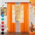 youleyar Solid Sheer Rod Pocket Curtain Voile Draperies 2 Panels White Beige Black Grey Coffee 52 Inch Width 90 Inch Long 1 Pair for Kitchen Bedroom Children Living Room Yard (Orange,52Wｘ90L)