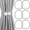 Melaluxe 6 Pack Magnetic Curtain Tiebacks, Decorative Curtain Holdbacks for Window Décor (Grey)