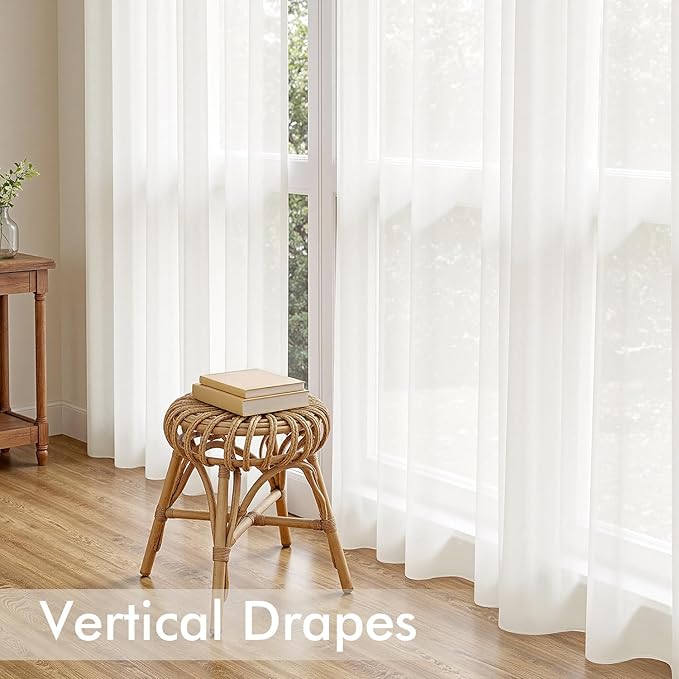 MIULEE Ivory Sheer Curtains 72 Inches Long, 4 Panels Set, Light Filtering Rod Pocket Voile Drapes for Living Room and Bedroom, Airy Soft Fabric Window Treatments, 42 x 72 Inches